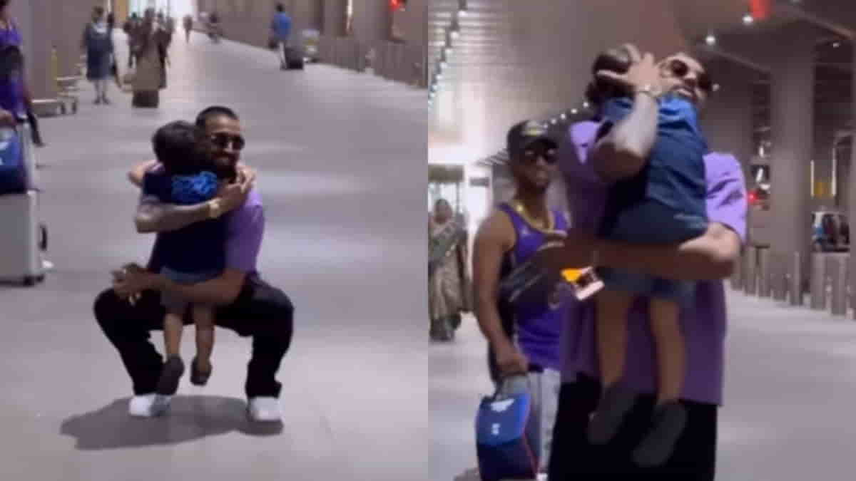 Krunal Pandya's Adorable Reunion with Nephew Agastya at Ahmedabad Airport Goes Viral