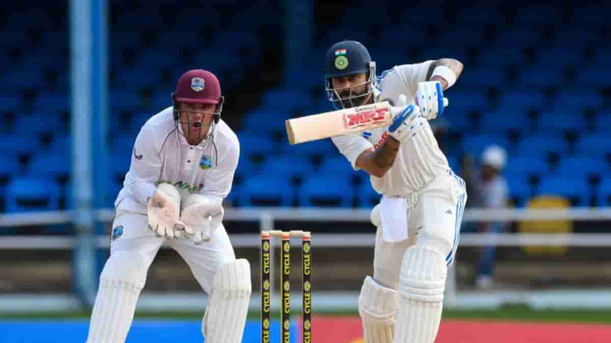 Virat Kohli, batting on 87, helped India recover from a difficult situation on the opening day of the second Test against the West Indies at Port of Spain on Thursday. Photo credit BCCI