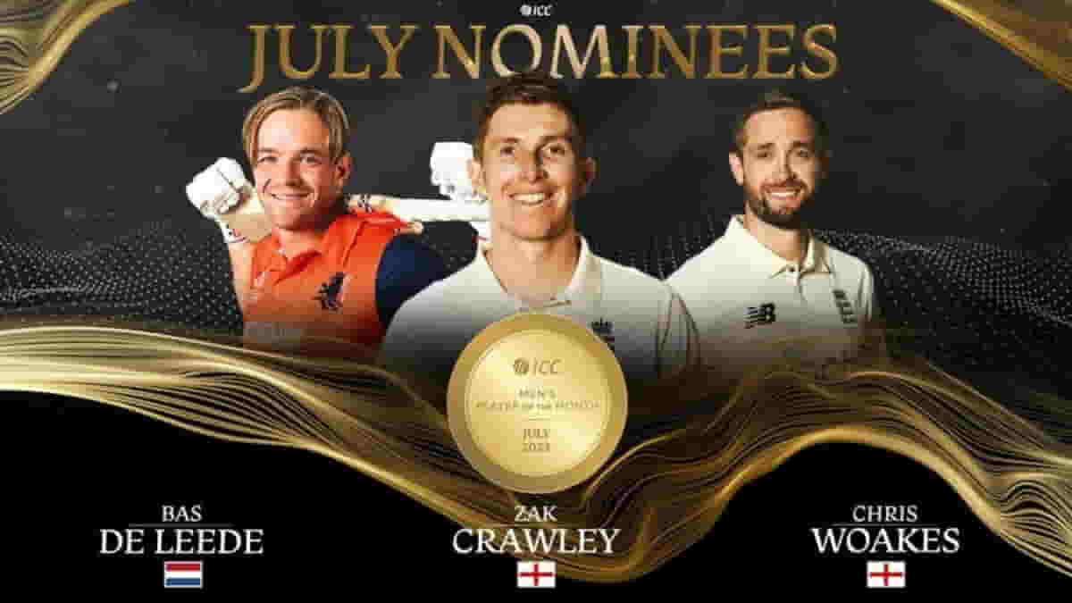 Zak Crawley, Chris Woakes, Bas de Leede nominated for ICC Men's Player of the Month award