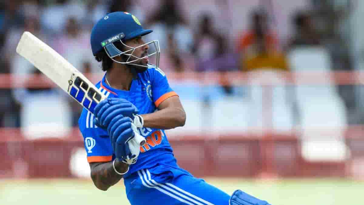 Tilak Varma struck his maiden half-century in only his international outing and helped India reach 152/7 in 20 overs against West Indies in the second T20I in Guyana on Sunday. Photo credit: BCCI