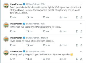 Irfan Pathan | Twitter | Riyan Parag | IPL 2024