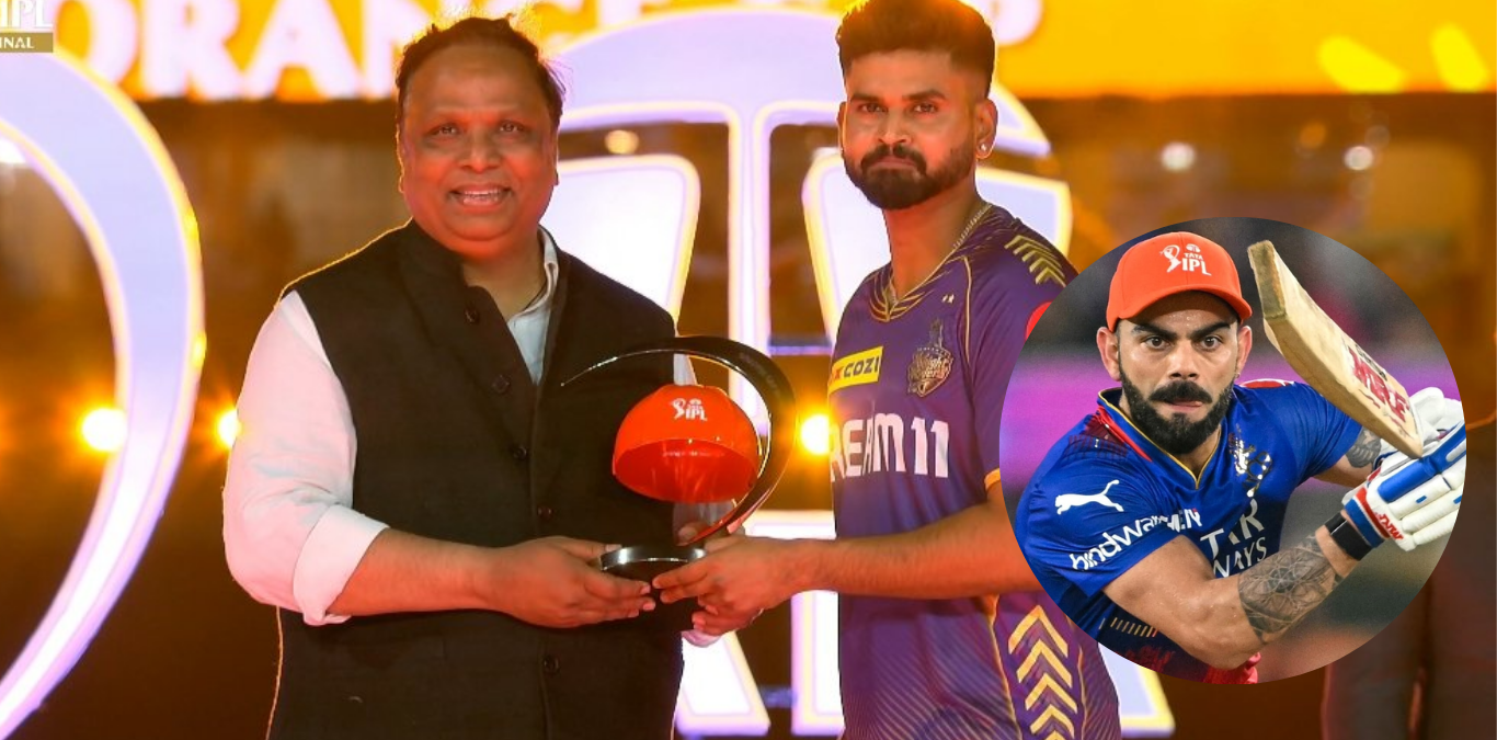 Shreyas Iyer Receives the orange cap award- on behalf of Virat Kohli