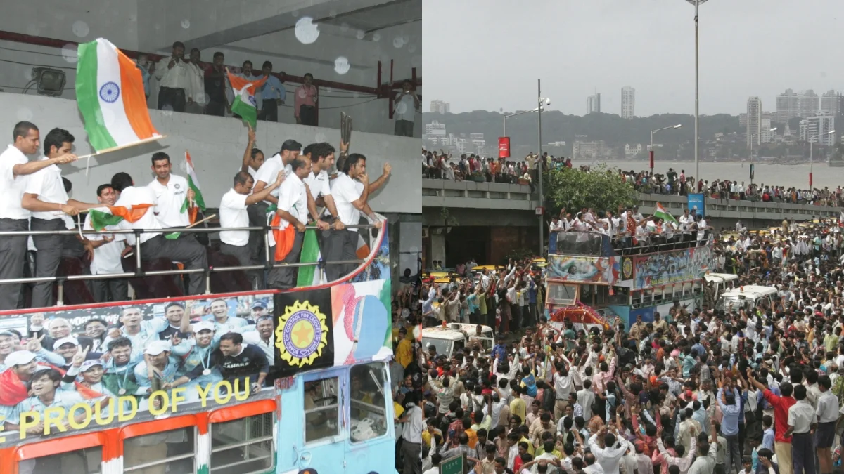 India's bus parade after the 2007 T20 World Cup victory