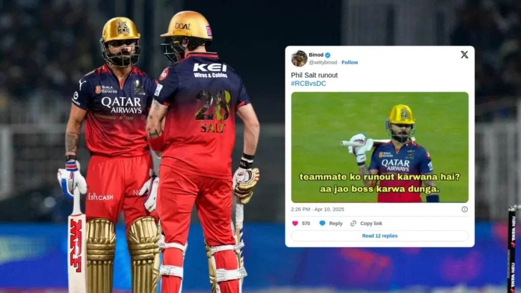 IPL 2025: Virat Kohli Trolled For Running Out Phil Salt in RCB vs DC Match