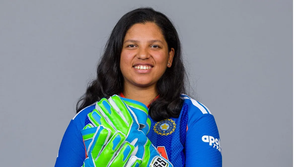 Richa Ghosh of India poses for a portrait during the Media Session ahead of the ICC Women's T20 World Cup England & Wales 2026 at Sophia Gardens on June 06, 2026 in Cardiff, Wales. (Photo by Barrington Coombs-ICC/ICC via Getty Images)
